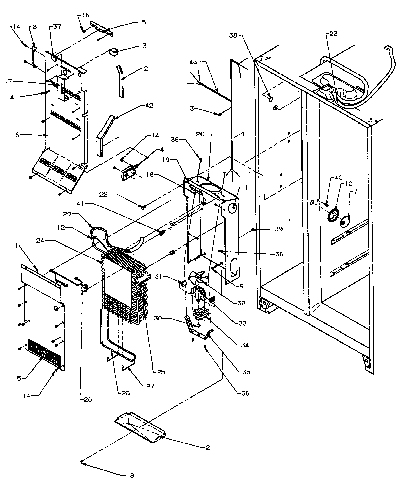 Amana SX19NL-P1168702WL freezer evaporator and air handling diagram