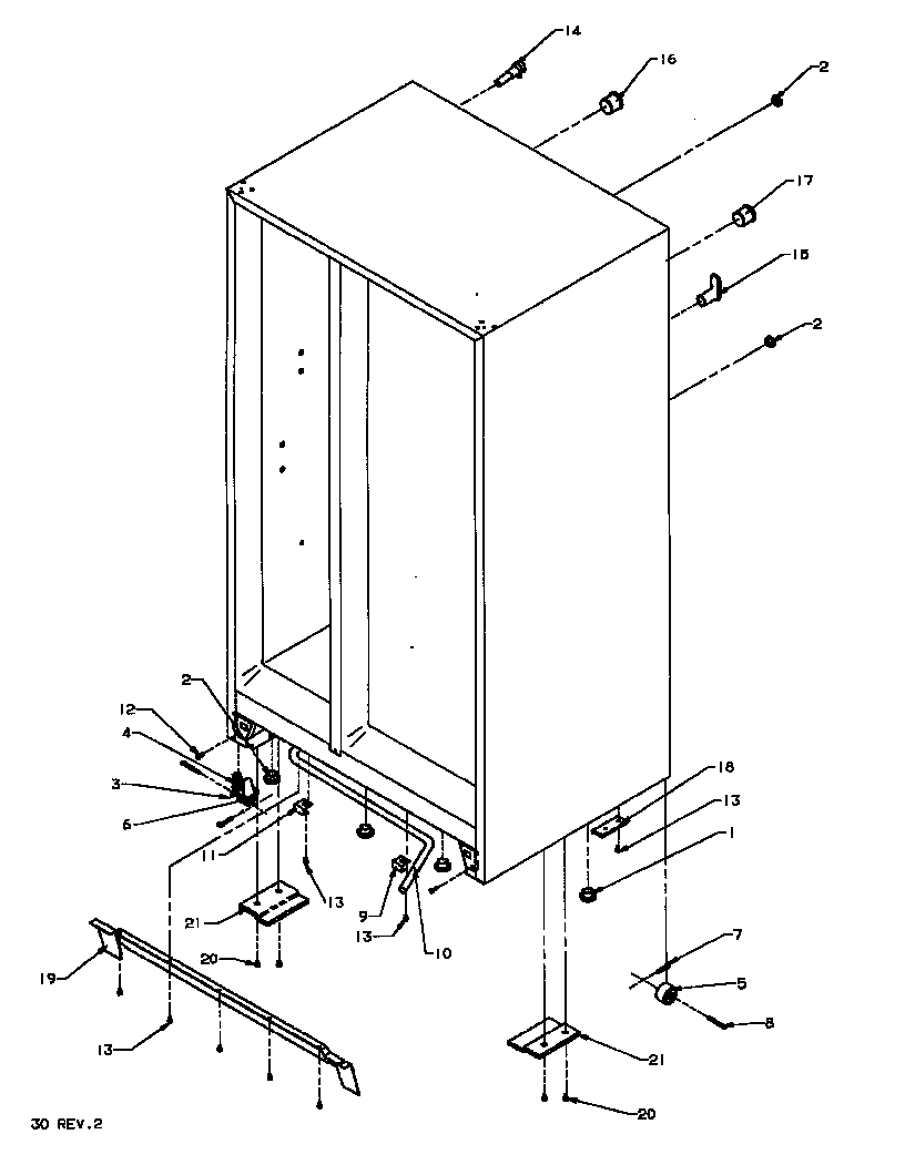 Amana SX19NL-P1168702WL drain and rollers diagram