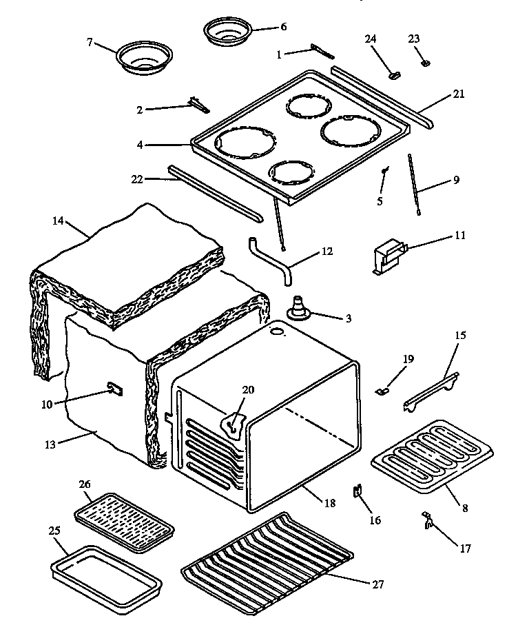Caloric EST3992W/P1132643NW main top and oven assembly (est3992l/p1132620nl) (est3992l/p1132636nl) (est3992l/p1132637nl) (est3992l/p1132643nl) (est3992w/p1132620nw) (est3992w/p1132636nw) (est3992w/p1132637nw) (est3992w/p1132643nw) diagram
