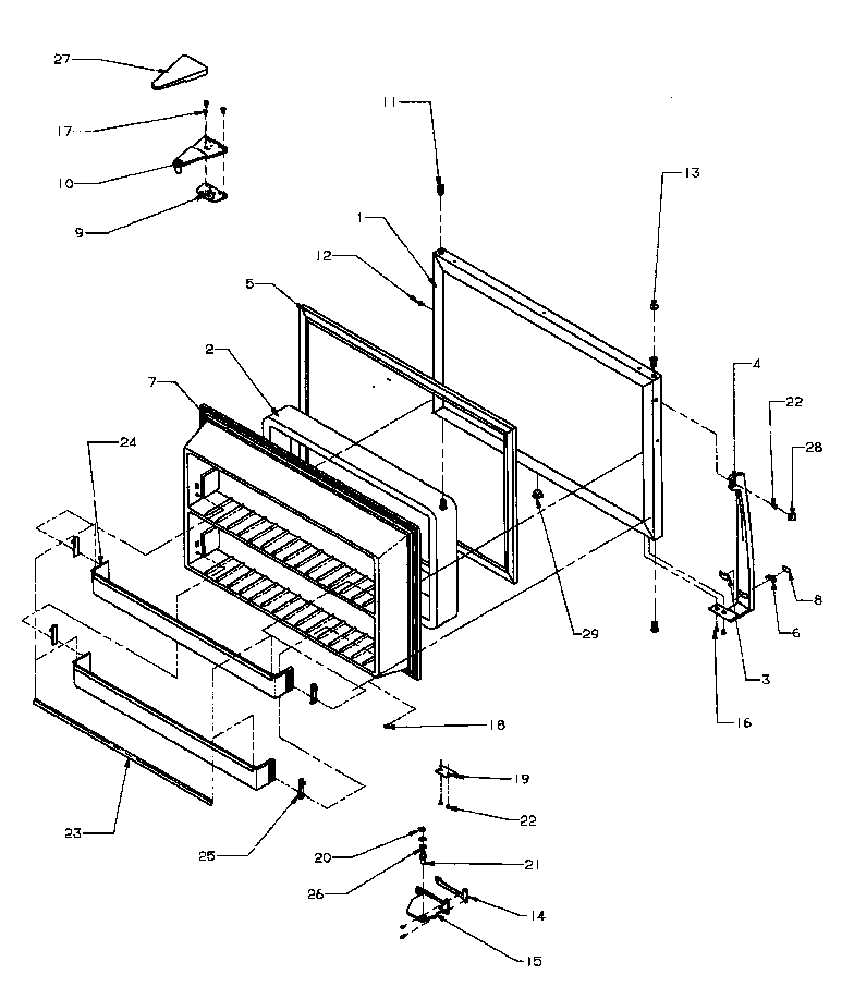 Amana TA18R3L-P1158307WL freezer door assembly diagram
