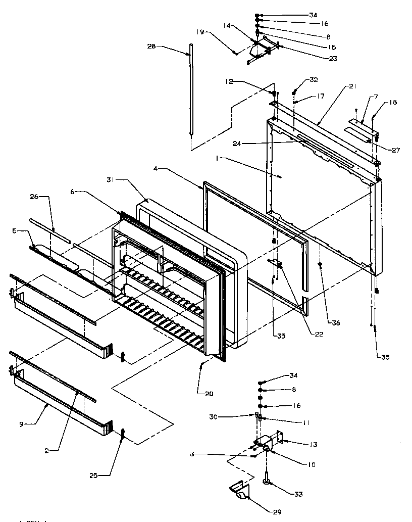 Amana BX20RE-P1161503WE freezer door diagram
