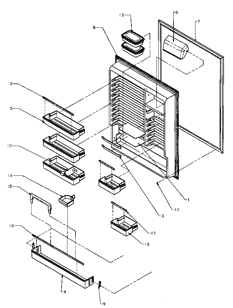 Amana BX20RE-P1161503WE refrigerator inner door diagram