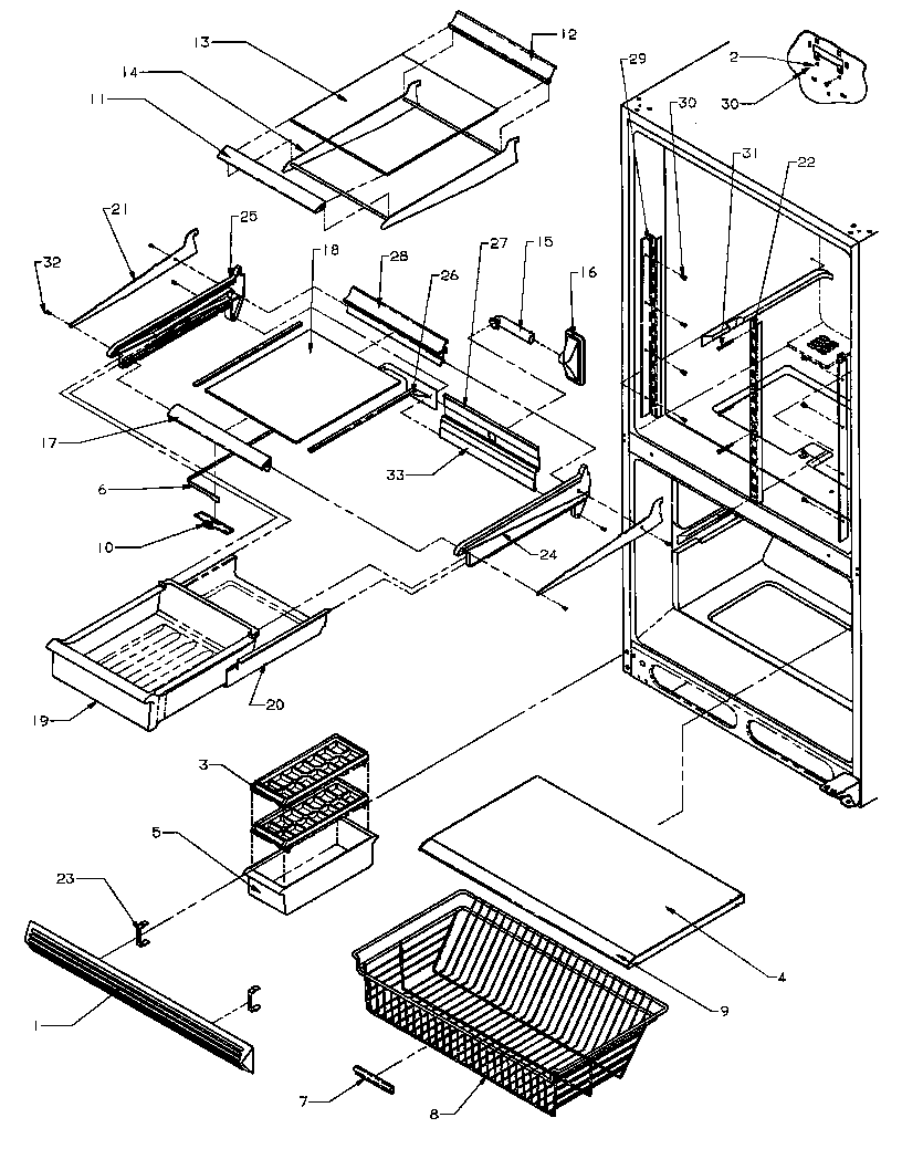 Amana BX20RE-P1161503WE refrigerator/freezer shelving (bq20rbg/p1161502wg) (bq20rbl/p1161502wl) (bq20rbl/p1161505wl) (bq20rbw/p1161502ww) (bq20rbw/p1161505ww) (bs20rbl/p1161507wl) (bs20rbw/p1161507ww) diagram