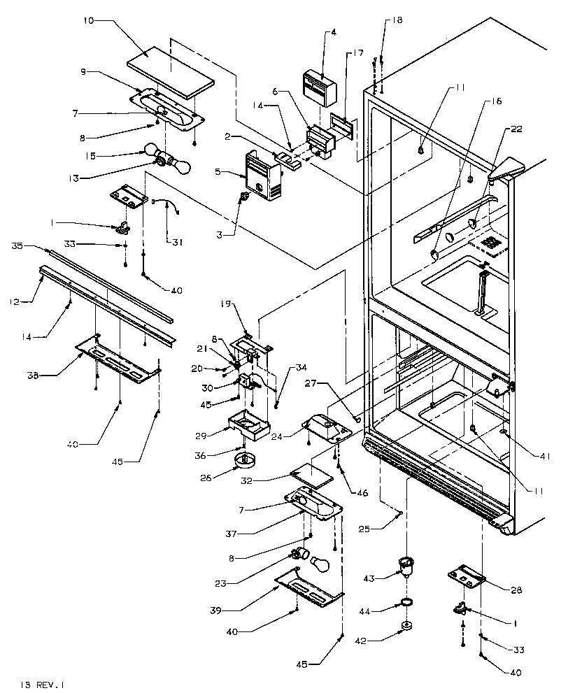 Amana BX20RE-P1161503WE control switches & lights diagram