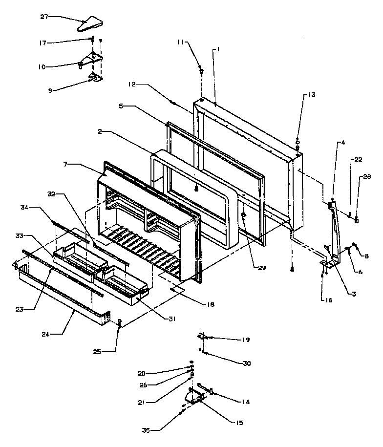 Amana TK18R3W-P1181710WW freezer door assembly (tz19r3e/p1181906we) (tz19r3l/p1181906wl) (tz19r3w/p1181906ww) diagram