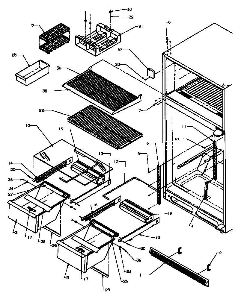 Amana TK18R3W-P1181710WW cabinet shelving diagram