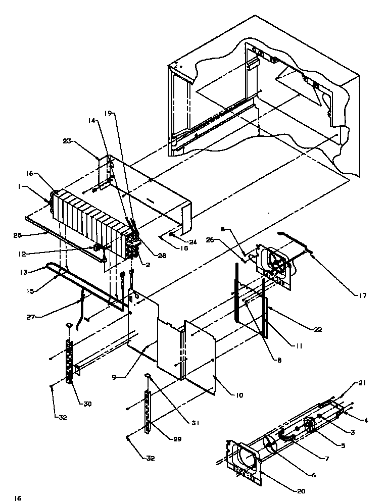Amana TK18R3W-P1181710WW evaporator area diagram