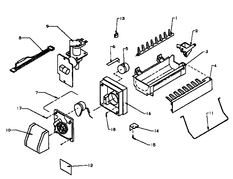 Amana TK18R3W-P1181710WW 8-cube compact ice maker diagram