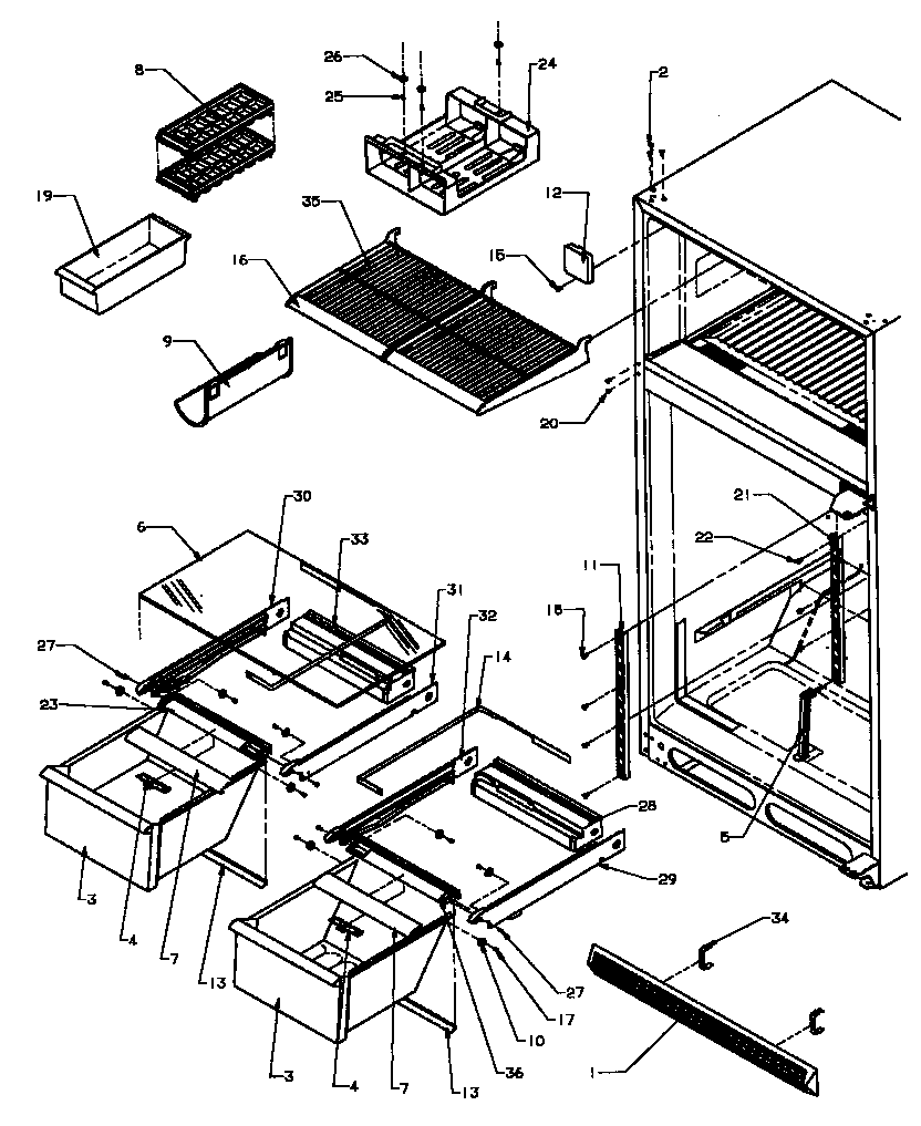 Amana TZ18R2L-P1181801WL cabinet shelving (tz19r2e/p1181901we) (tz19r2l/p1181901wl) (tz19r2w/p1181901ww) diagram