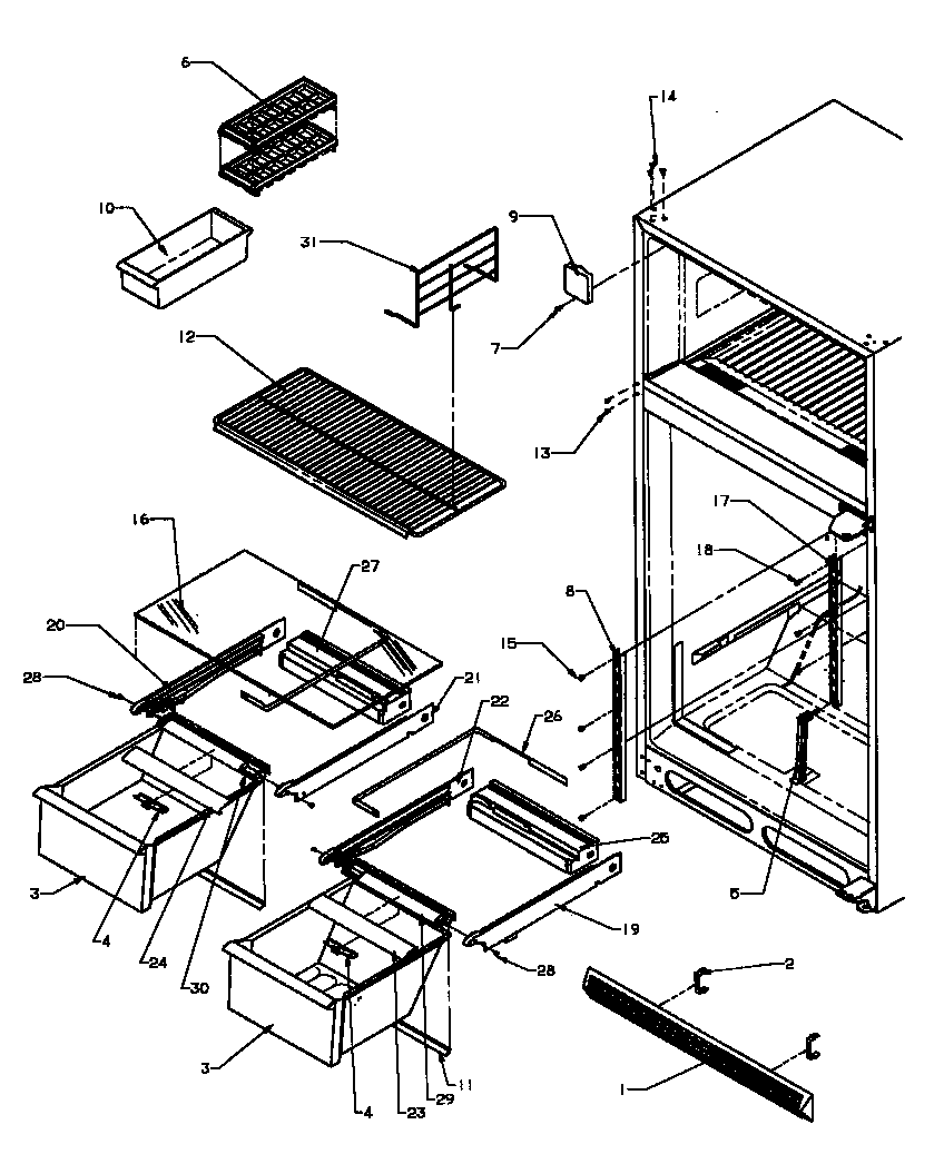 Amana TCI18A3L-P1182105WL cabinet shelving (tc18a3l/p1181812wl) (tc18a3w/p1181812ww) (tci18a3l/p1182105wl) (tci18a3w/p1182105ww) (ts18a3l/p1181811wl) (ts18a3w/p1181811ww) (tsi18a3l/p1182106wl) (tsi18a3w/p1182106ww) diagram