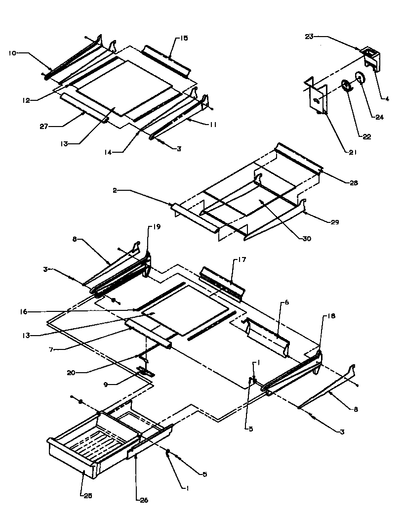 Amana TCI18A3L-P1182105WL cabinet shelving diagram