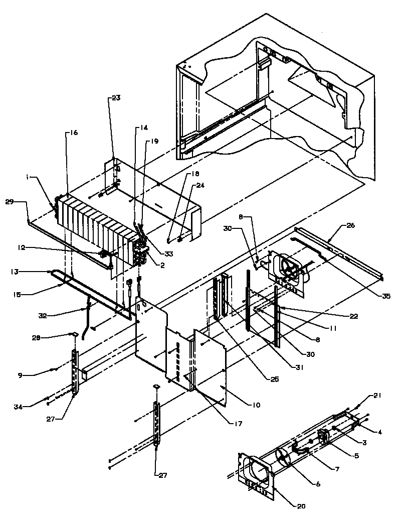 Amana TCI18A3L-P1182105WL evaporator area diagram
