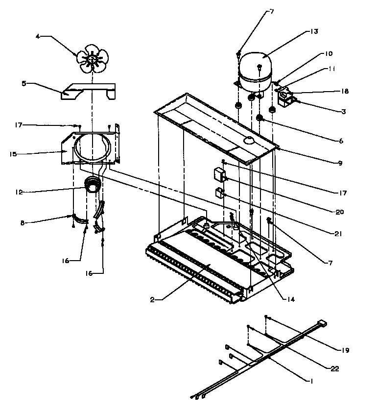 Amana TCI18A3L-P1182105WL compressor compartment diagram