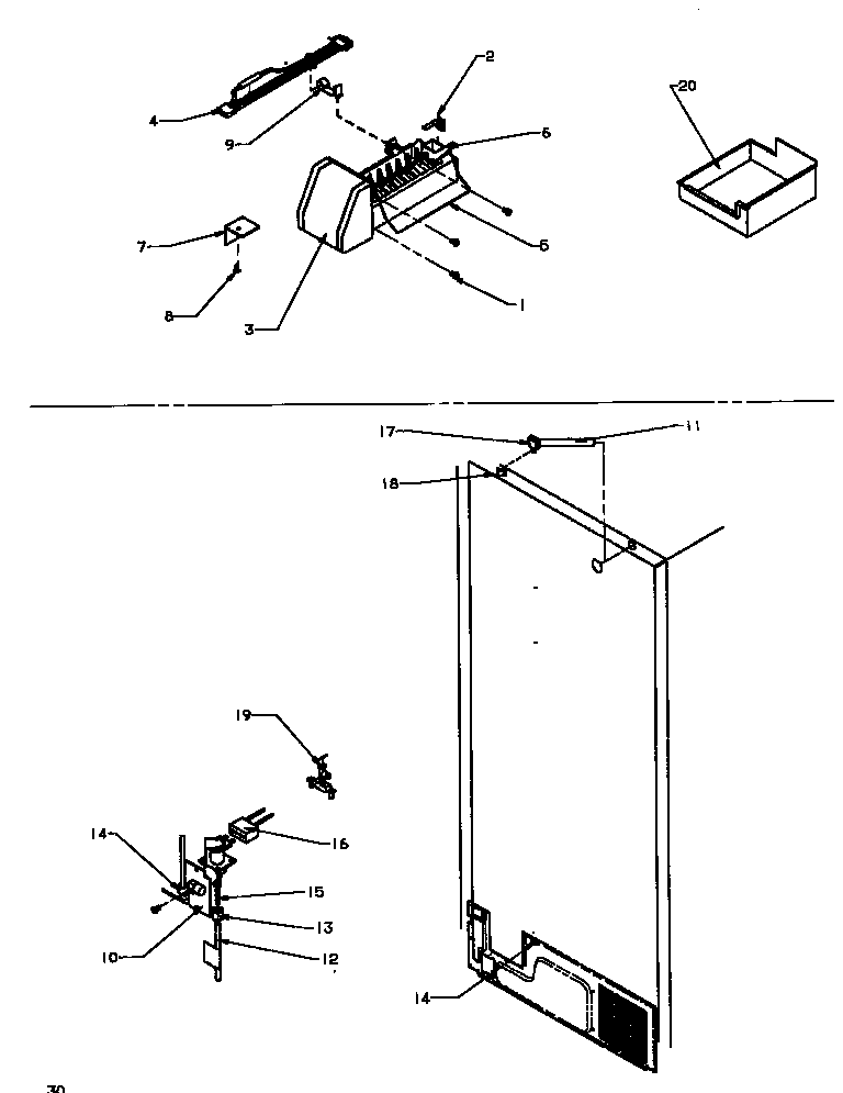 Amana TCI18A3L-P1182105WL factory installed ice maker (tci18a3l/p1182105wl) (tci18a3w/p1182105ww) (tsi18a3l/p1182106wl) (tsi18a3w/p1182106ww) (txi21a3e/p1182006we) (txi21a3l/p1182006wl) (txi21a3w/p1182006ww) diagram