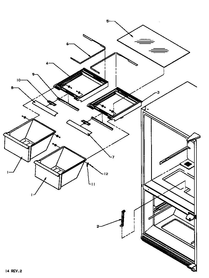 Amana BX22RW-P1161604WW crisper compartment diagram