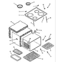 Caloric ESK37002WG/P1142618NWG main top and oven assembly diagram