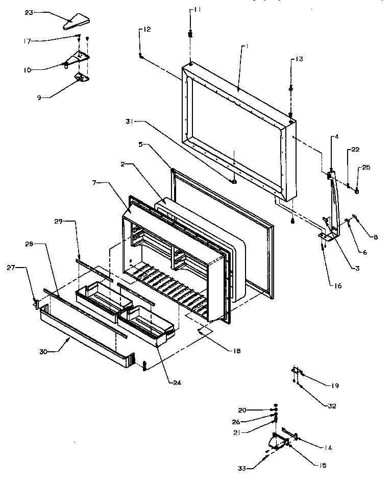 Amana TXI25R4W-P1185301WW freezer door assembly diagram