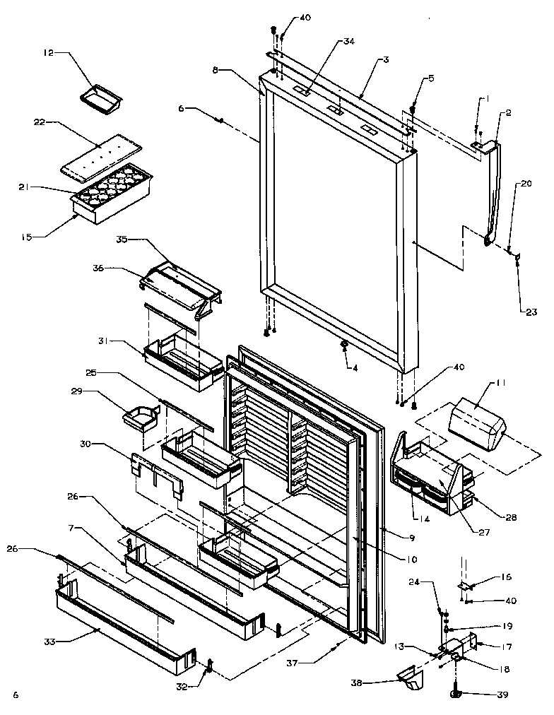 Amana TXI25R4W-P1185301WW refrigerator door assembly diagram