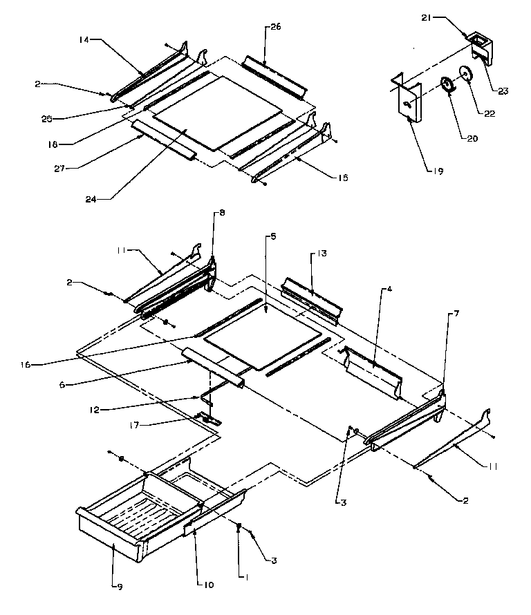 Amana TXI25R4W-P1185301WW cabinet shelving diagram