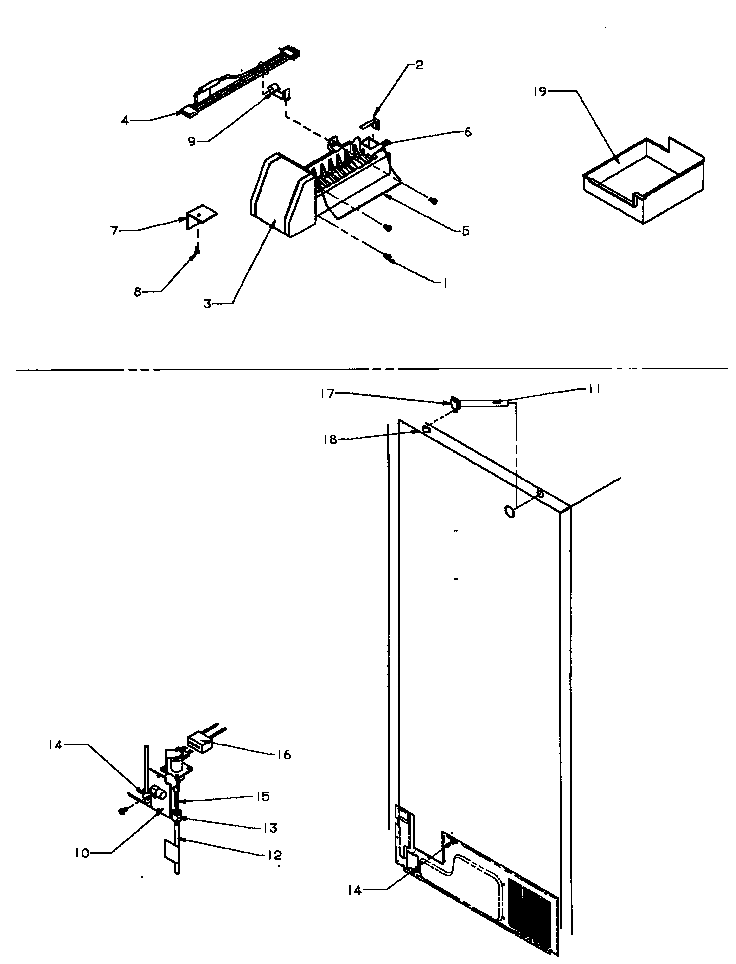 Amana TXI25R4W-P1185301WW factory installed ice maker diagram