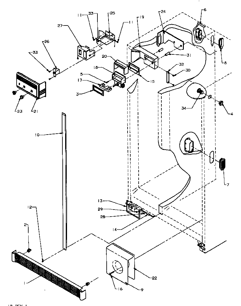 Amana SQD22NW-P1181301WW refrigerator & freezer controls & cabinet parts diagram