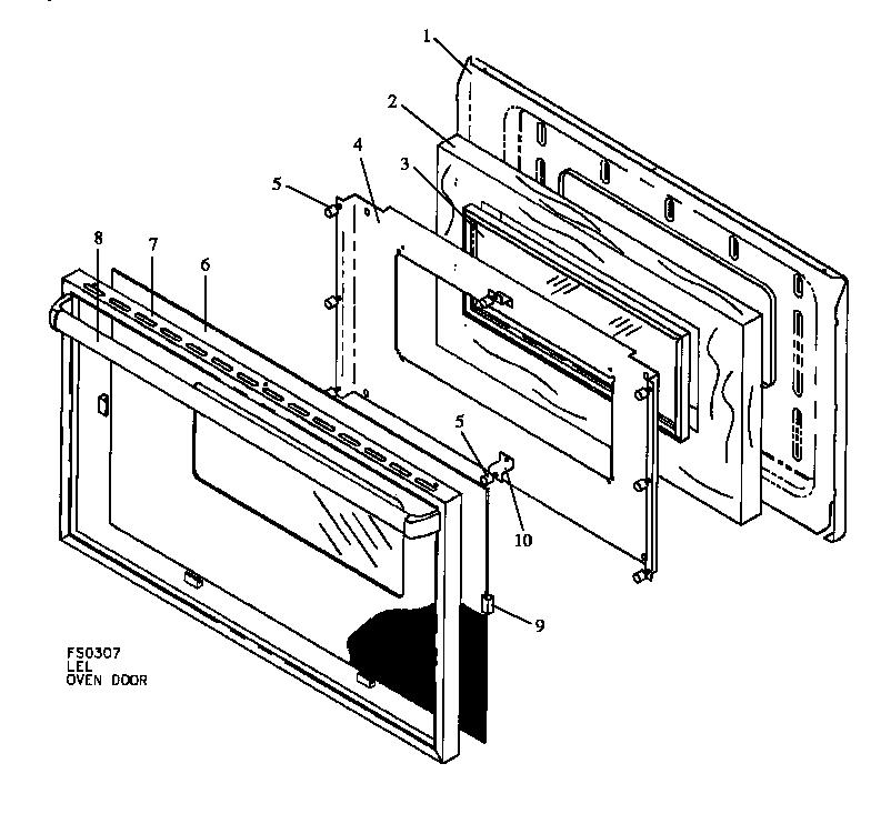 Amana SNE26CB/P1142425NW,L oven door assembly (sne26cb/p1142425nw,l) diagram