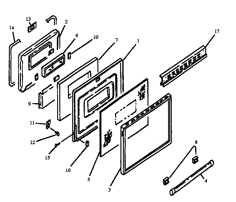 Caloric ESF32002W/P1130944NW oven door diagram