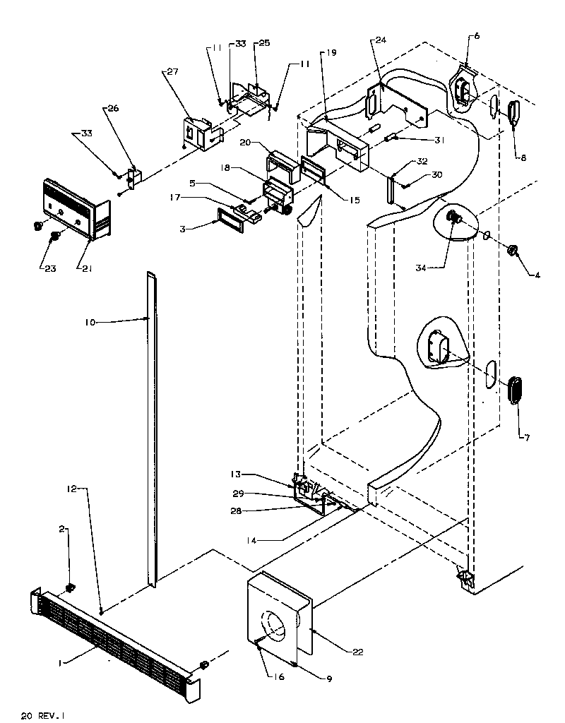 Amana SPD22NW-P1181306WW refrigerator/freezer controls & cabinet parts (spd22nl/p1181306wl) (spd22nw/p1181306ww) diagram