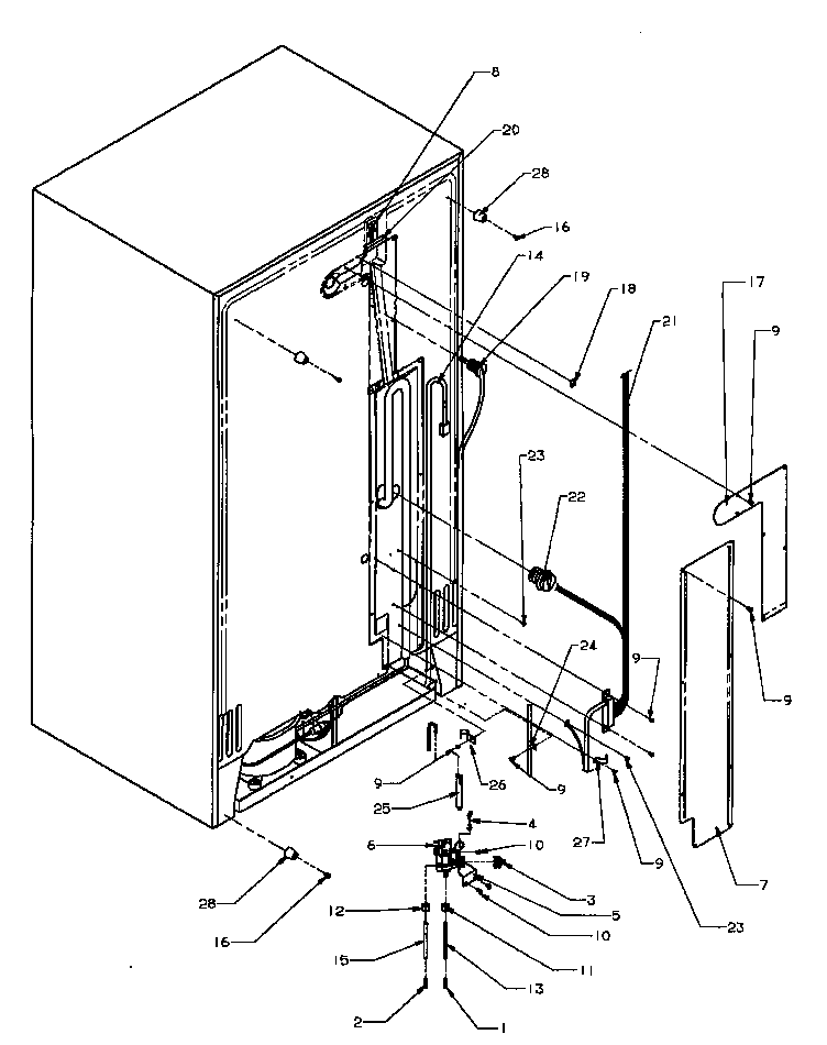 Amana SPD22NW-P1181306WW cabinet back (spd22nl/p1181306wl) (spd22nw/p1181306ww) diagram