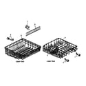 Modern Maid DDW950B/P1173810W upper/lower rack parts diagram