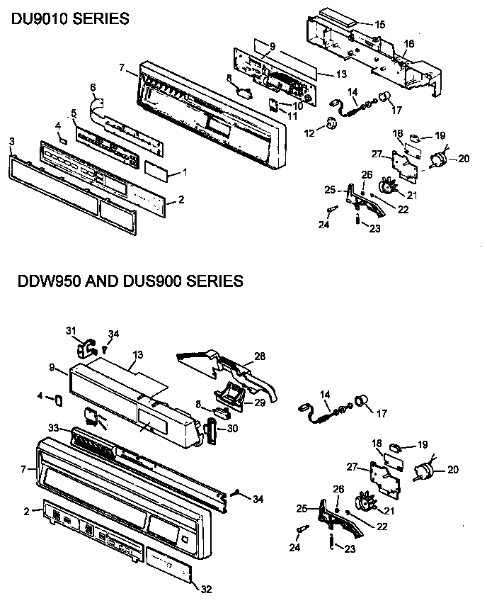 Modern Maid DDW950B/P1173810W control panel assembly diagram