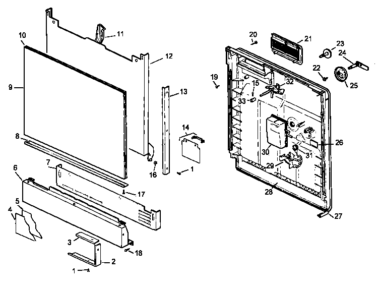 Modern Maid DDW950B/P1173810W door/trim parts diagram