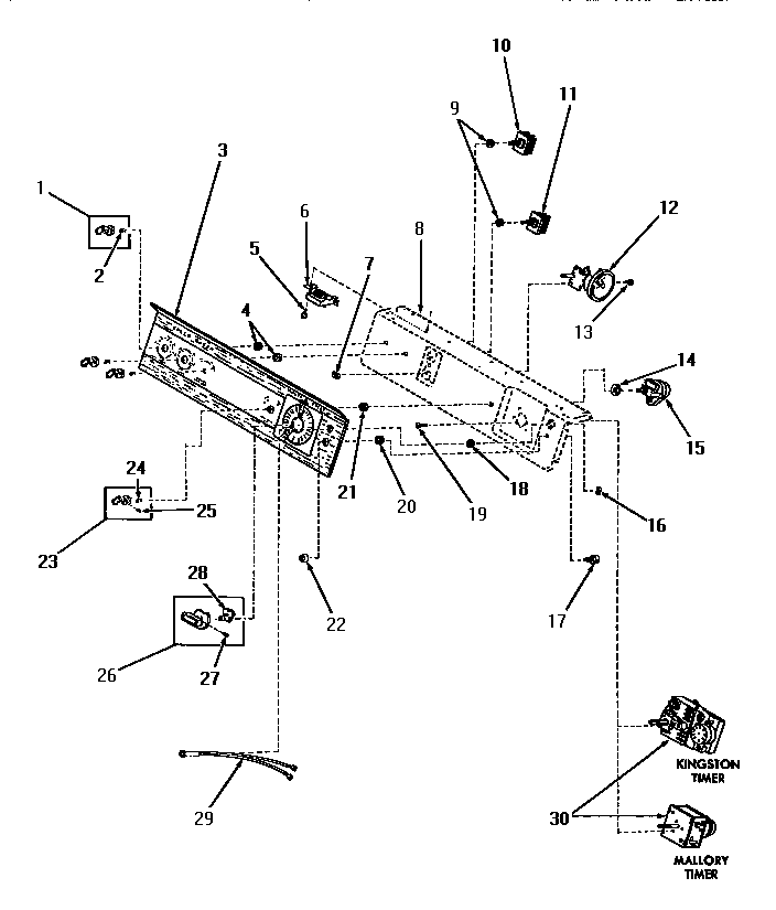 Speed Queen DA9000 control panel and controls diagram