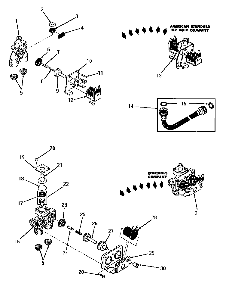 Speed Queen DA9000 mixing valve assemblies diagram