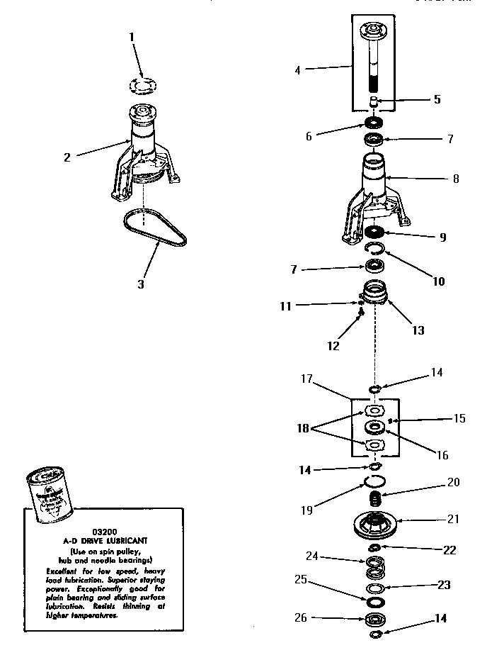 Speed Queen DA9000 main bearing assembly diagram