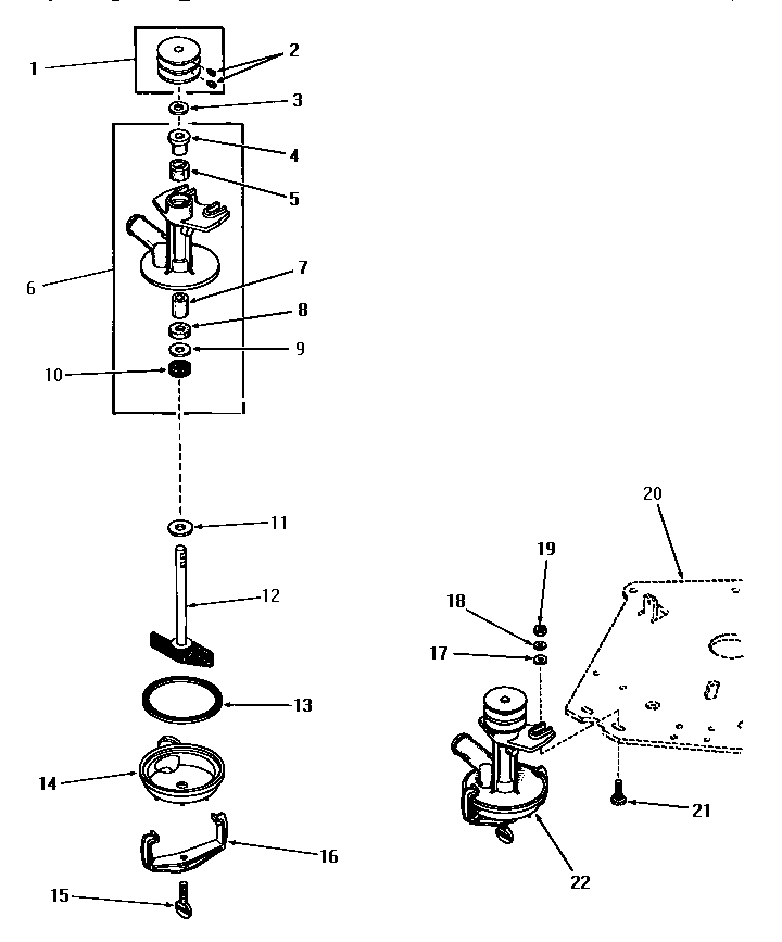 Speed Queen DA3691 pump assembly (starting serial # sq204020 and q2623010) diagram