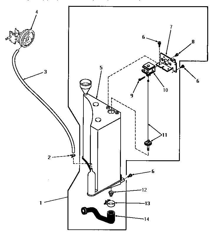 Speed Queen DA3691 reservoir and drain valve (starting #s556d40 and 234j7953) diagram