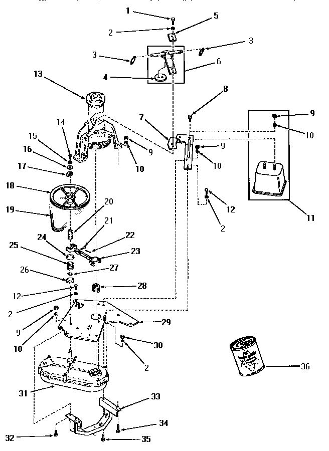 Speed Queen DA3201 counterbalance, weight, bracket and mounting plate diagram