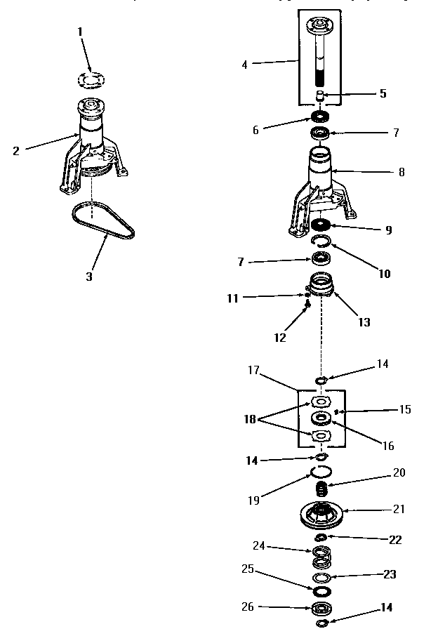 Speed Queen DA3201 main bearing assembly diagram
