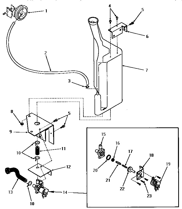 Speed Queen DA3201 reservoir and drain valve diagram