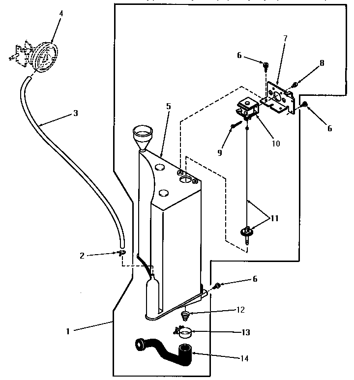 Speed Queen DA3201 reservoir and drain valve diagram