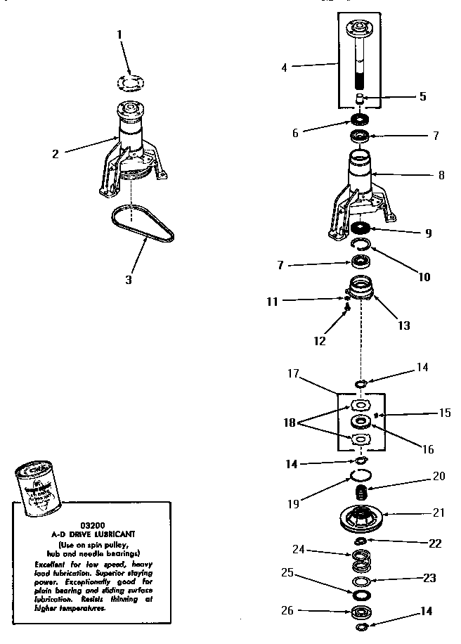 Speed Queen DA6201 main bearing assembly diagram