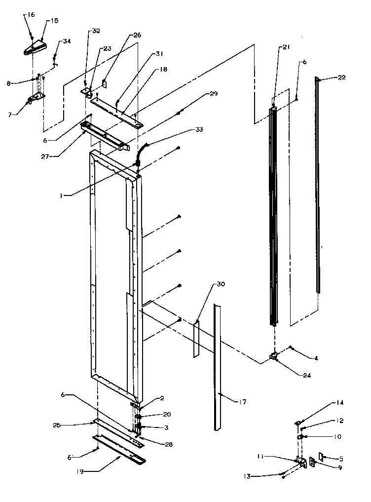 Amana SBI20QW-P1162905WW freezer door hinge & trim parts diagram