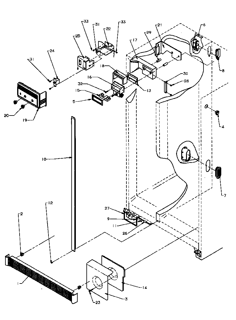 Amana SBI20QW-P1162905WW refrigerator/freezer controls & cabinet parts diagram