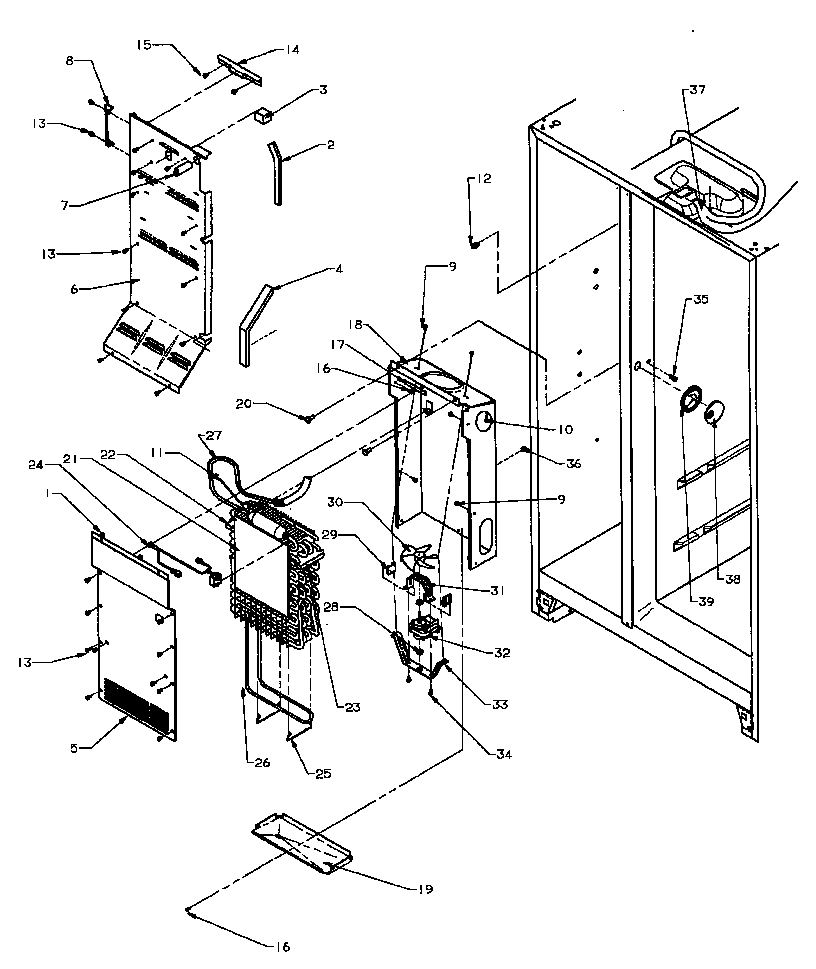 Amana SBI20QW-P1162905WW evaporator & air handling diagram