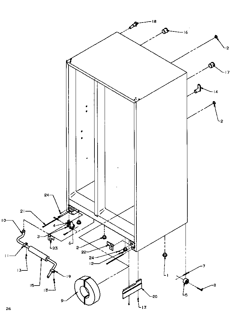 Amana SBI20QW-P1162905WW rollers and back unit diagram