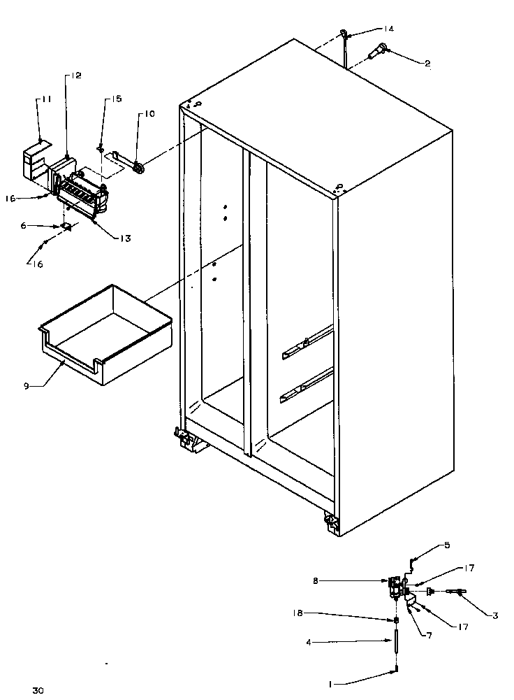 Amana SBI20QW-P1162905WW factory installed ice maker (sbi20qe/p1162905we) (sbi20qw/p1162905ww) diagram
