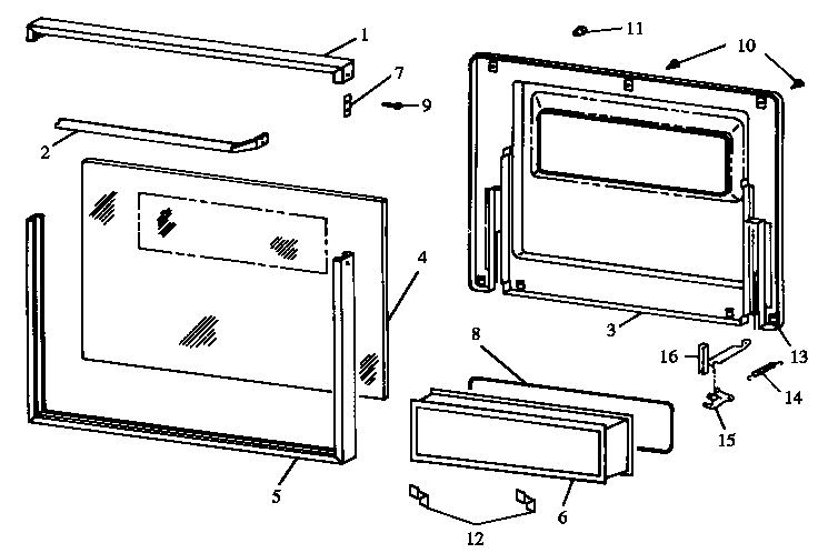 Caloric RWS212U0/P1132405N glass oven door diagram