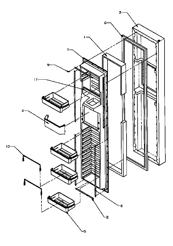 Amana SXDE27QE-P1162208WE freezer door diagram