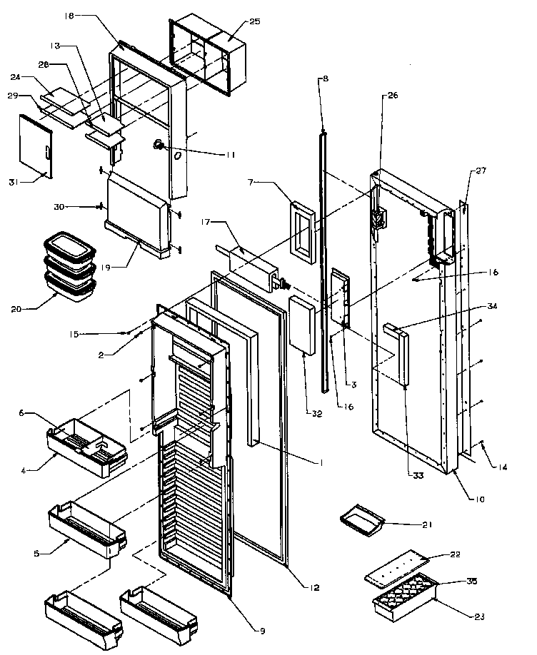 Amana SXDE27QE-P1162208WE refrigerator door diagram